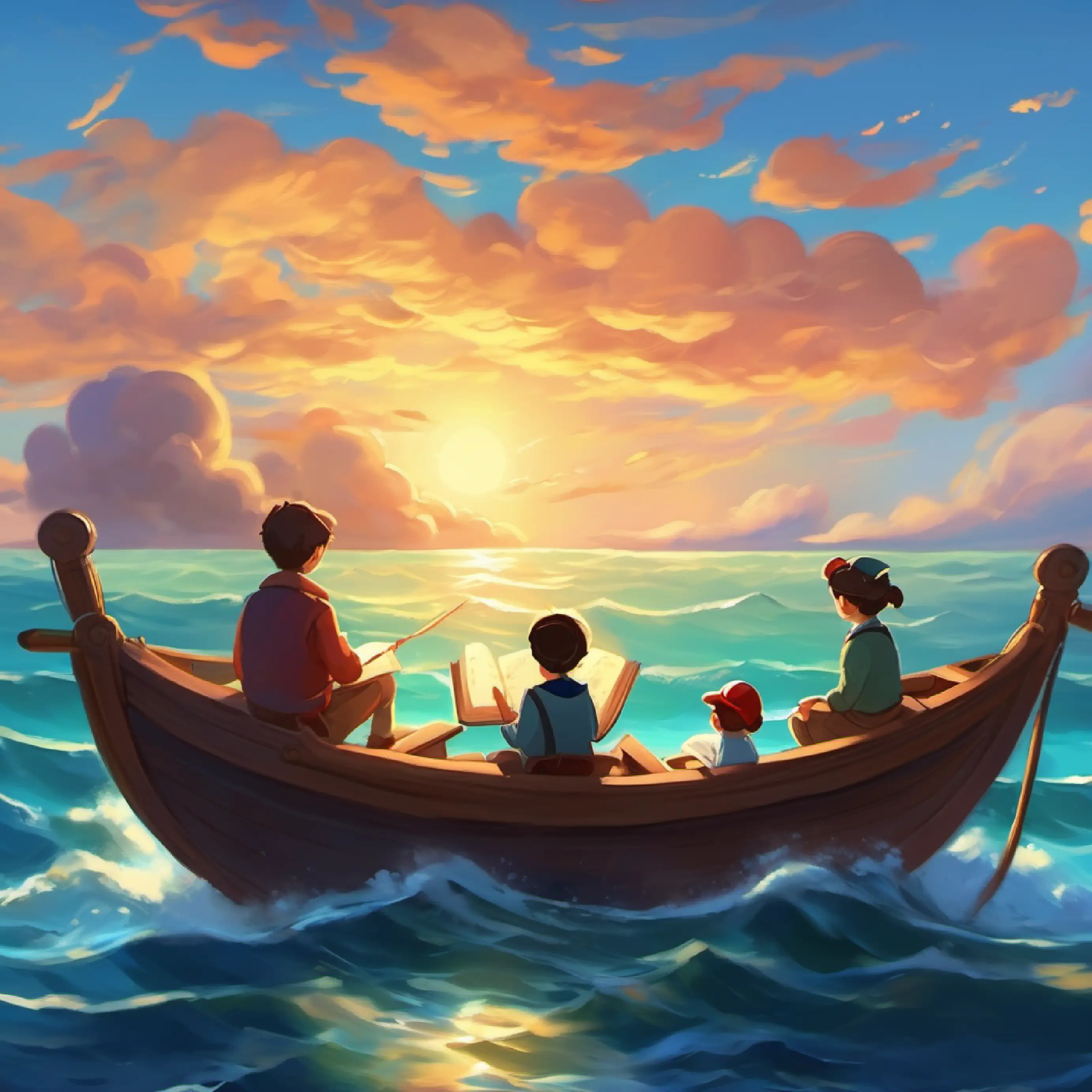 Their first lesson on reading the sky at sea.
