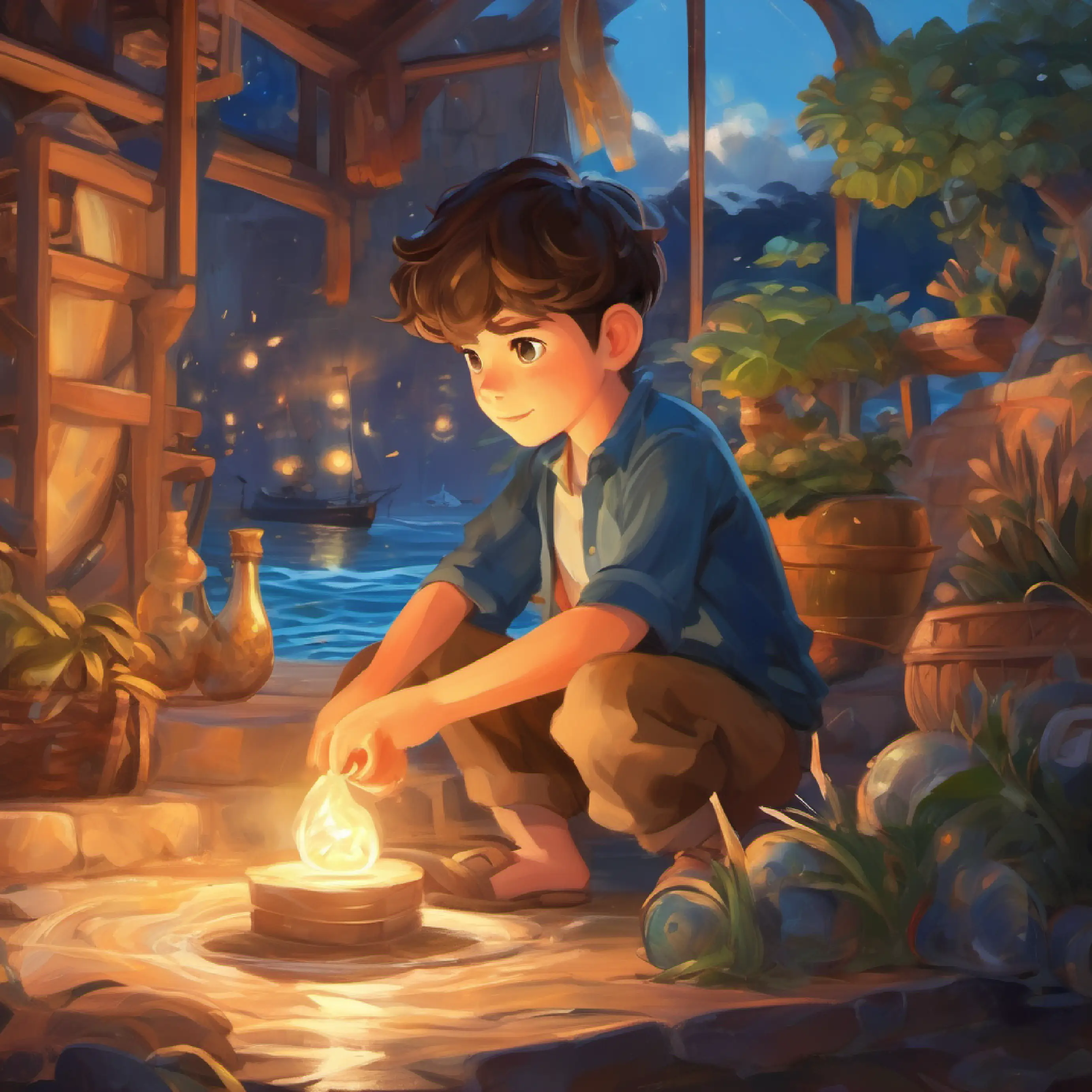 Young boy, eager, with bright eyes and a sea-loving heart prepares to pass on his knowledge, closing the cycle.