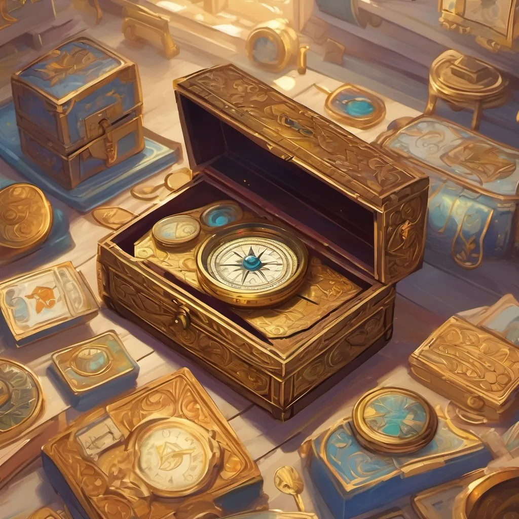 A magical golden compass inside an antique box