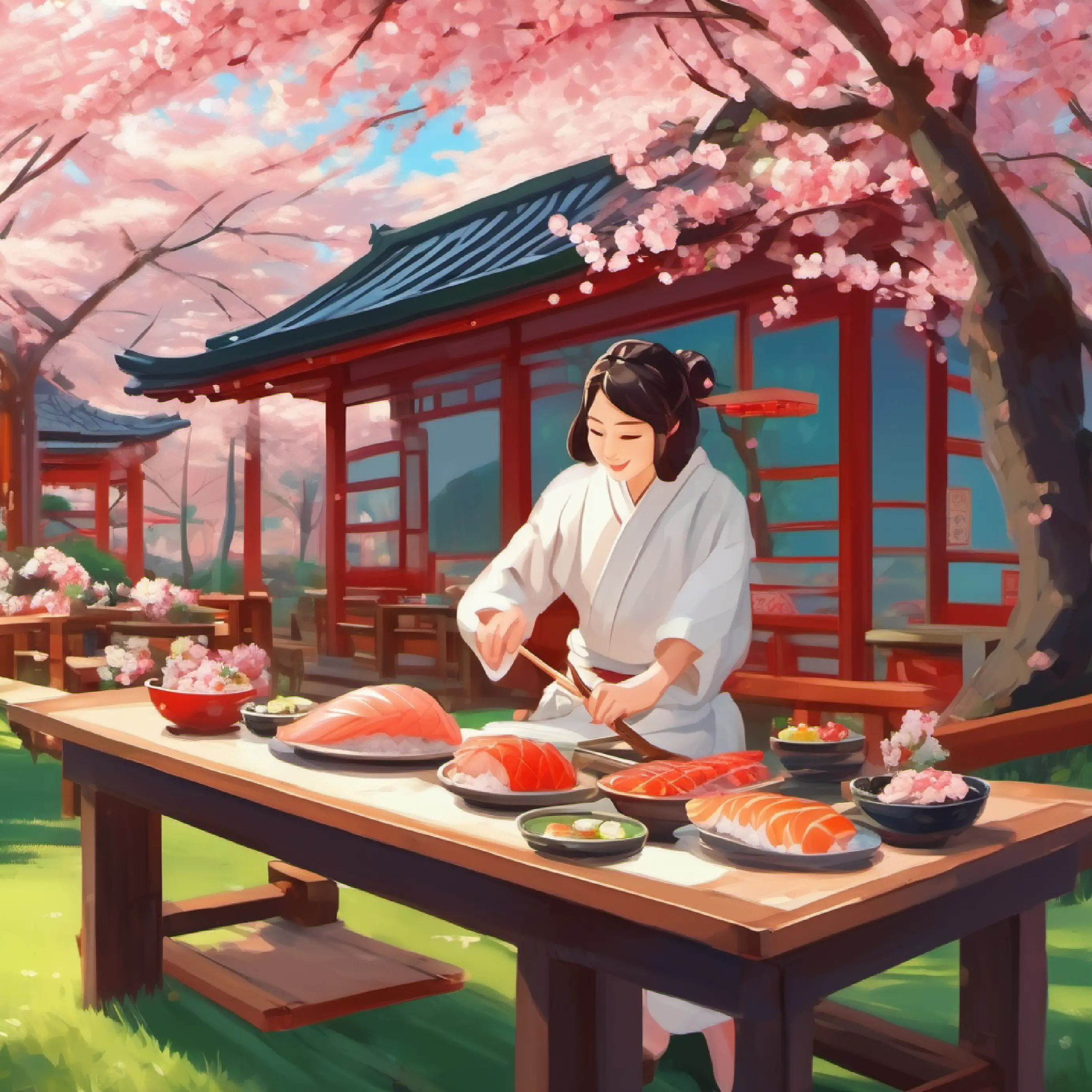 Enjoying cherry blossoms and making sushi in Japan.