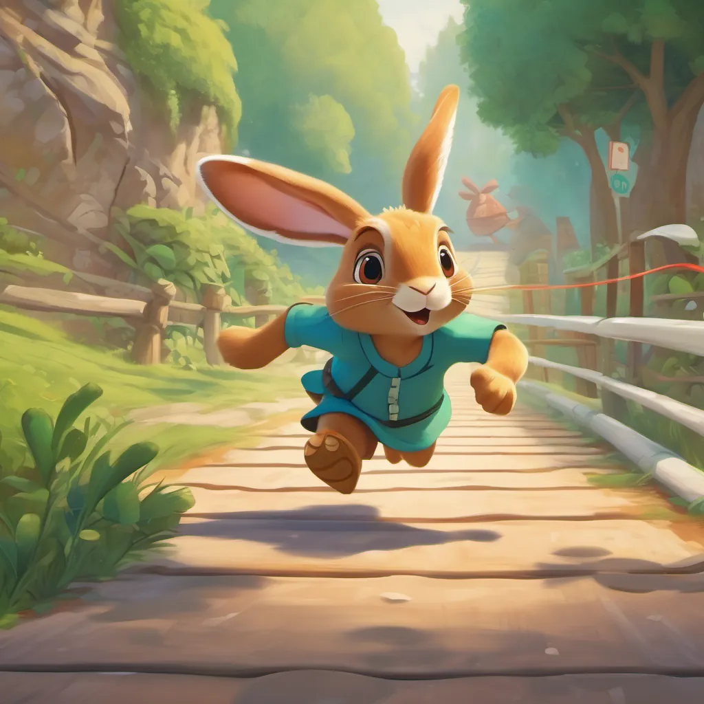 a panicked rabbit running as a calm turtle crosses the finish line